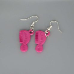 miniature hot pink comb novelty earrings length 26mm width 14mm