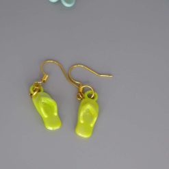 miniature green flip flop novelty earrings length 20mm width 8mm