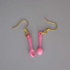 miniature pink spoon novelty earrings length 24mm width 6mm