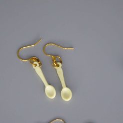 miniature cream spoon novelty earrings length 24mm width 6mm