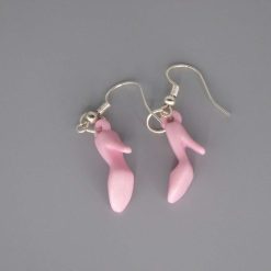 miniature pink high heel shoe novelty earrings length 22mm width 9mm