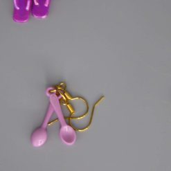 miniature purple spoon novelty earrings length 24mm width 6mm