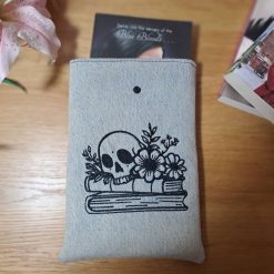 Book sleeve - SKELETON & BOOKS - Bleached denim