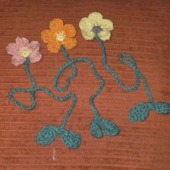 hand crocheted cotton long stem flower bookmark teacher gift