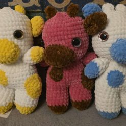 Crochet Cow Plushie – Handmade amigurumi Chenille toy – Fruit Themed