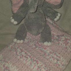 Handmade Baby Bundle – Large Crochet Elephant Plush & Soft 36"x32" Blanket Gift Set