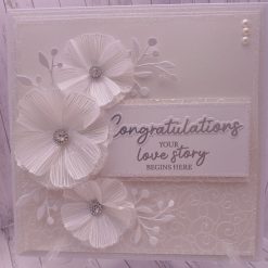 Luxury Handmade Wedding Card – “Congratulations – Your Love Story Begins Here” - Quartz & White