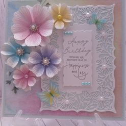 Luxury Handmade Birthday Card – Floral & Butterfly Design - Pastel hues