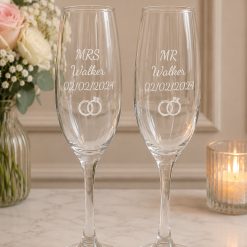 Personalised Wedding Champagne Flutes | Engraved Toast Glasses for Couple