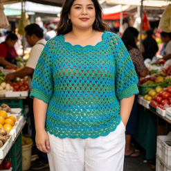 Crochet Handmade Top Plus Size