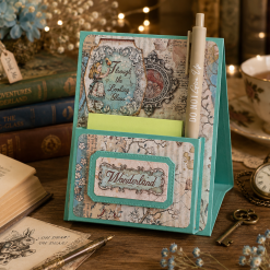 Handmade Wonderland Desk Notepad Holder with Positive Quote Pen 3 Handmade Wonderland Desk Notepad Holder with Positive Quote Pen 3