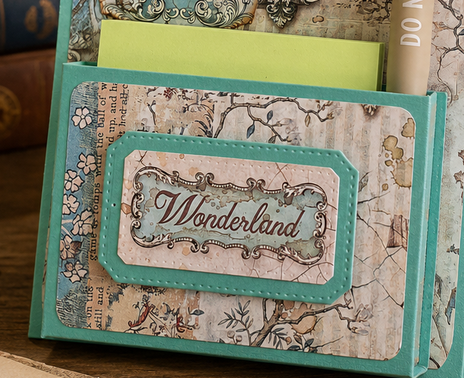 Handmade Wonderland Desk Notepad Holder with Positive Quote Pen Handmade Wonderland Desk Notepad Holder with Positive Quote Pen