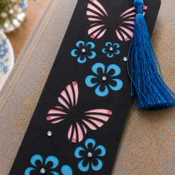 Handmade Butterfly & Floral Bookmark with Blue Tassel 1 Handmade Butterfly & Floral Bookmark with Blue Tassel 1