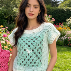 Robyn Crocheted Fluffy Tank Top Handmade