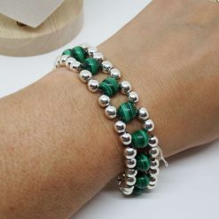 Malachite & Hematite Ladder Weave Bracelet 3