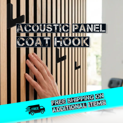 Acoustic Panel Coat Hook | No Drill Slat Wall Twist Fit | UK Made | Black Grey White