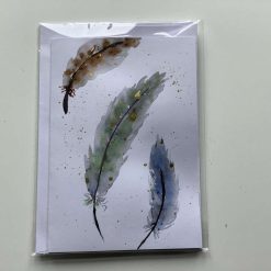 Hand Painted Water colour “Feather” card, Blank for all occasions