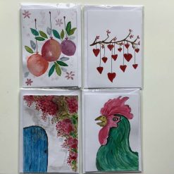 4 hand painted watercolour cards and enveloped. Blank for personalising