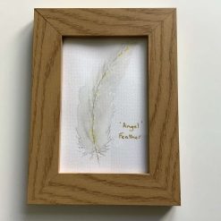 Hand painted “Angel Feather” framed watercolour print 8 x6 ins