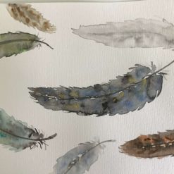 Feather print hand painted watercolour 8 x 6 (Copy)