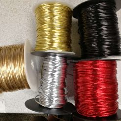 2mm Gold Silver Cord, Metallic Braided Cord, Lurex Cord, Christmas Craft, Jewellery,  lurex cord, shiny cord, gold cord, silver, black & red