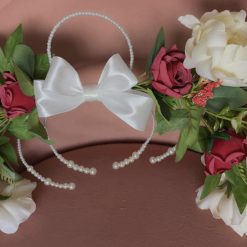 Bridal hoop bouquet red and ivory