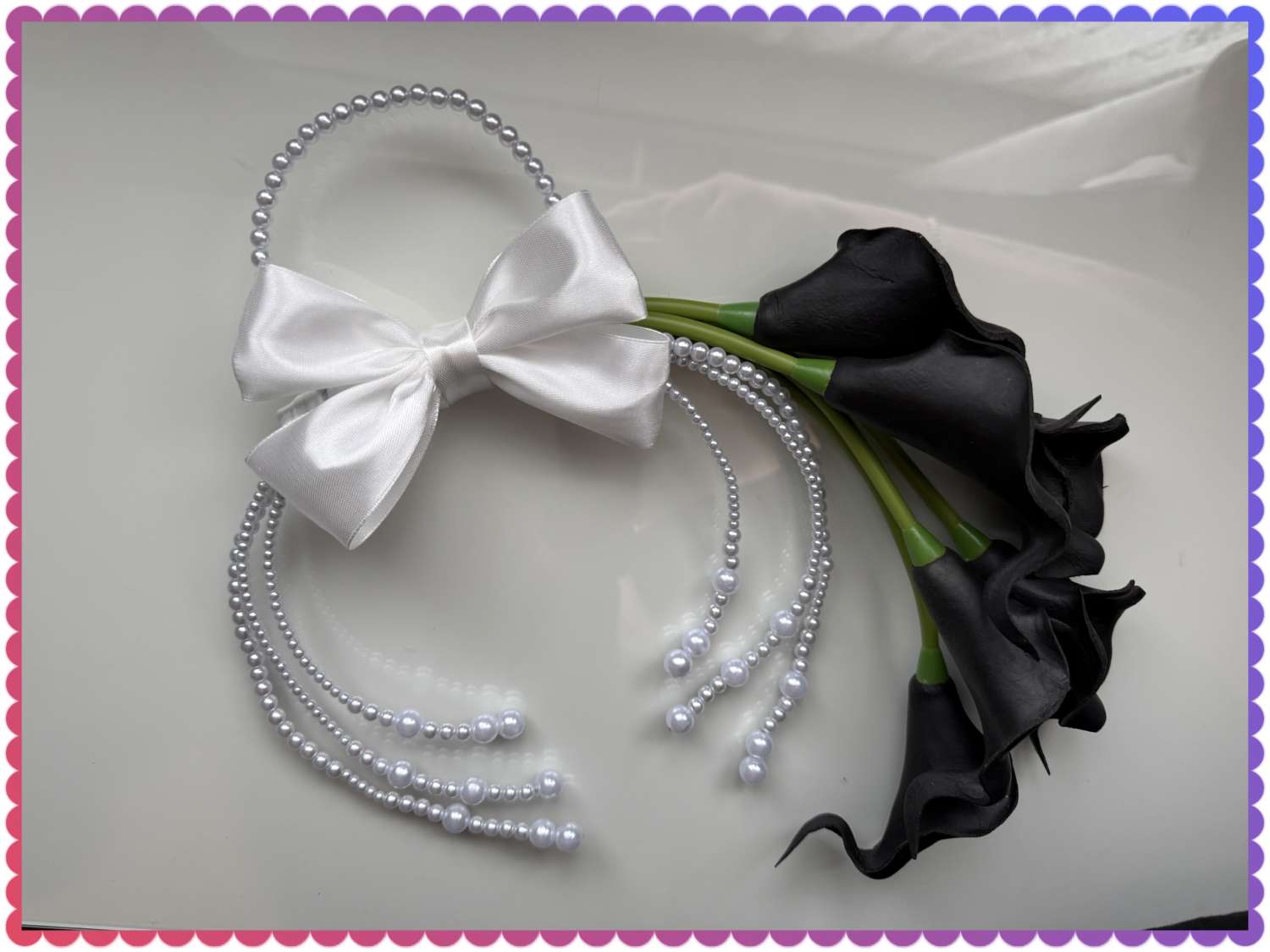 Black calla lily hoop bridal bouquet Black calla lily hoop bridal bouquet