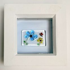 Framed Glass Art - Blue and Yellow