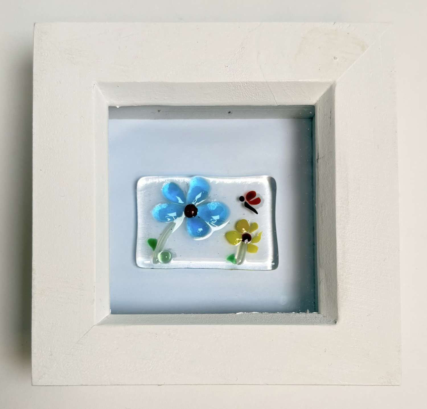 Framed Glass Art - Blue and Yellow Framed Glass Art - Blue and Yellow