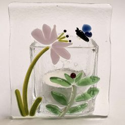 Tea Light - Delicate Flowers and Butterfly