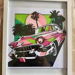 Retro Classic Car Layered Paper Art