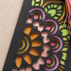 Handmade Floral Mandala Bookmark with Pink Tassel 1