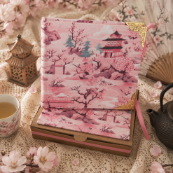 Japanese Cherry Blossom Handmade Fabric Notebook