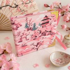 Japanese Cherry Blossom Handmade Fabric Notebook 1