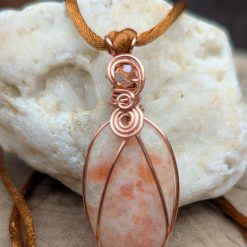 Wire wrapped pendant - Sunstone WP45