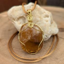 Wire wrapped pendant - Citrine WP43