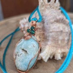 Wire wrapped pendant - Caribbean Calcite 2 Wire wrapped pendant - Caribbean Calcite 2