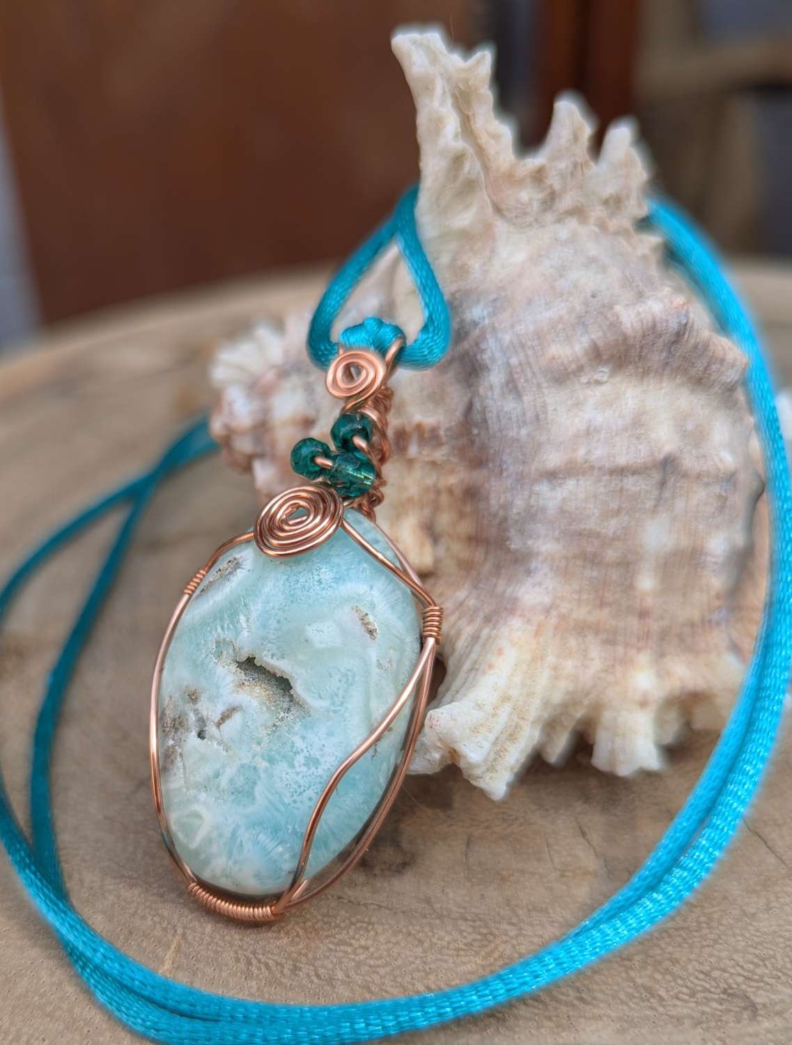 Wire wrapped pendant - Caribbean Calcite Wire wrapped pendant - Caribbean Calcite