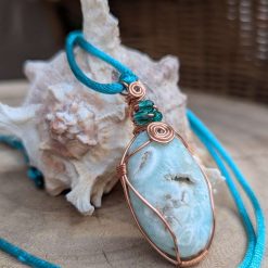 Wire wrapped pendant - Caribbean Calcite 1 Wire wrapped pendant - Caribbean Calcite 1