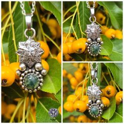 PENDANT ONLY - Moss Agate Green Man Sterling Silver Pendant