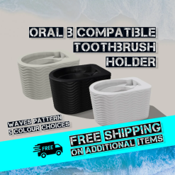 Oral B Compatible Toothbrush Holder | Stripes Waves Honeycomb Pattern Wall Mount, Cable Tidy