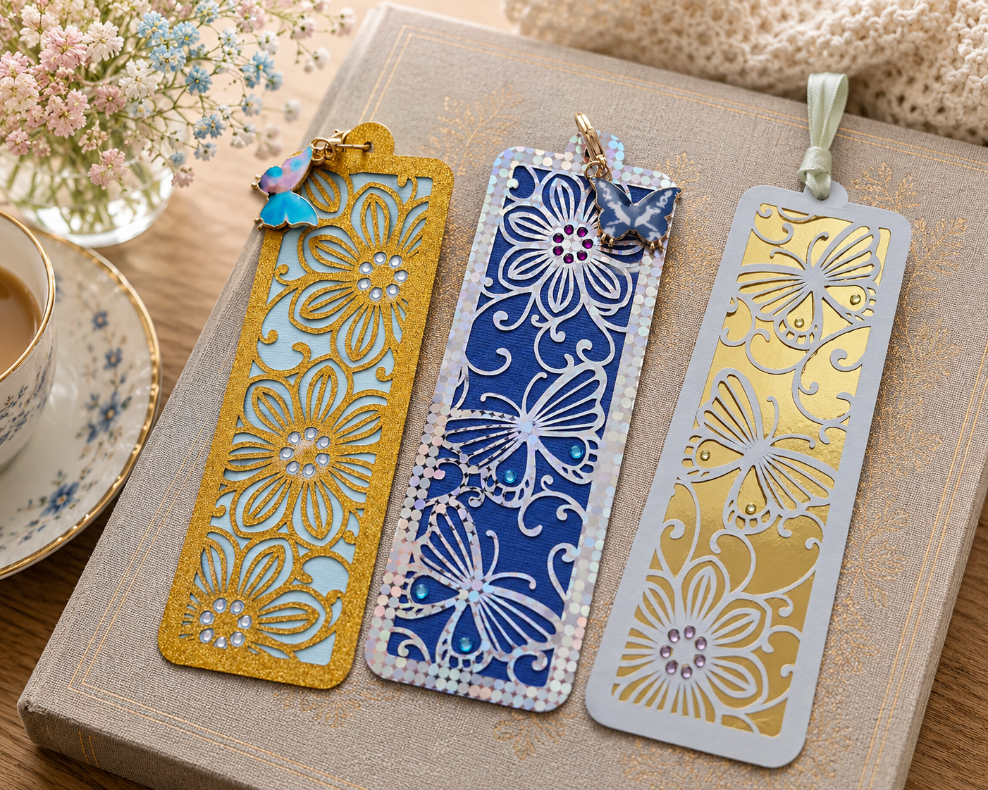 Handmade Bookmark Gift Set – Set of 3 Floral & Butterfly Bookmarks Handmade Bookmark Gift Set – Set of 3 Floral & Butterfly Bookmarks