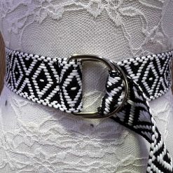 Woven Aztec Patterned Belt, Black and white Belt, Woven Belt,