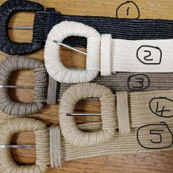 5 styles - Elasticated Raffia Belt with Wicker style buckles