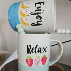 Set of 2 big cuppa mugs with spoons