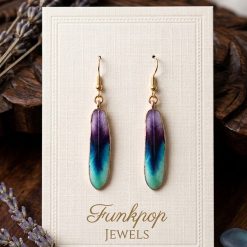 Feather gold ombre drop earrings