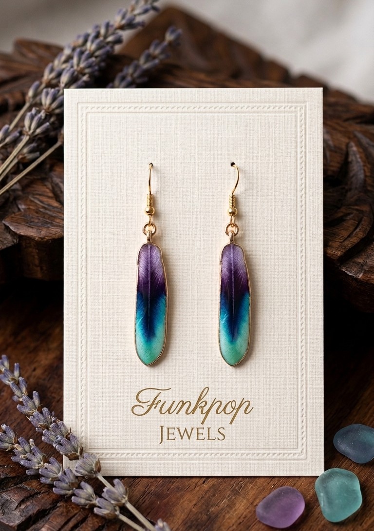 Feather gold ombre drop earrings Feather gold ombre drop earrings