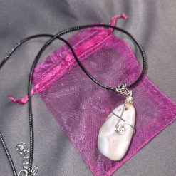 Wire wrapped white agate pendant