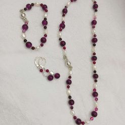 Purple Agate and Freshwater Pearl Set 3