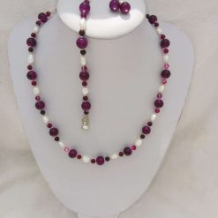Purple Agate and Freshwater Pearl Set 2